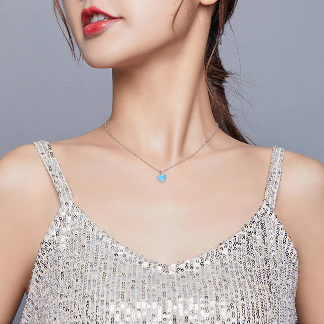 Deep Blue Heart Necklace - Image 4